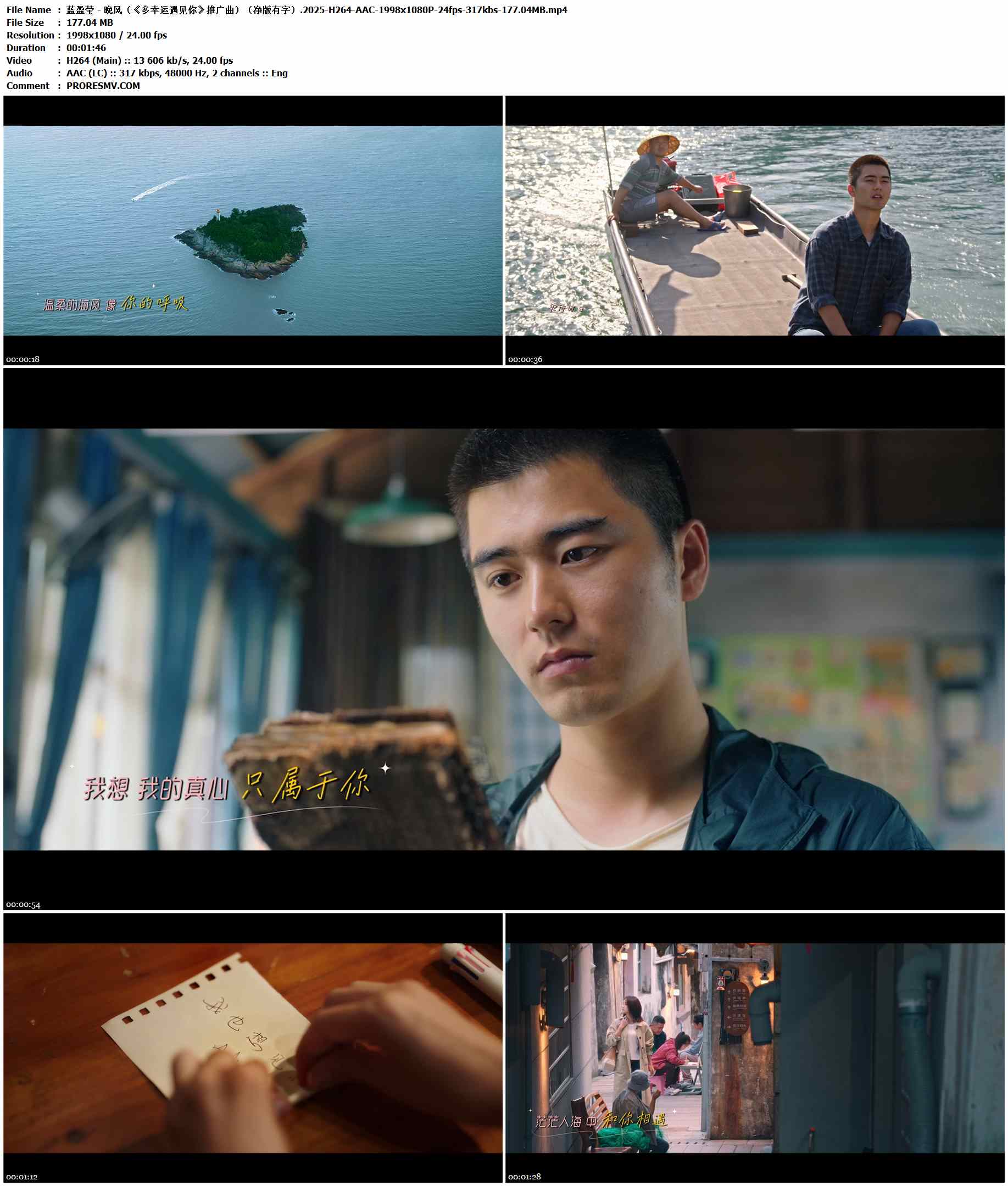 蓝盈莹 - 晚风（《多幸运遇见你》推广曲）（净版有字）.2025-H264-AAC-1998x1080P-24fps-317kbs-177.04MB官方MV_高清MV